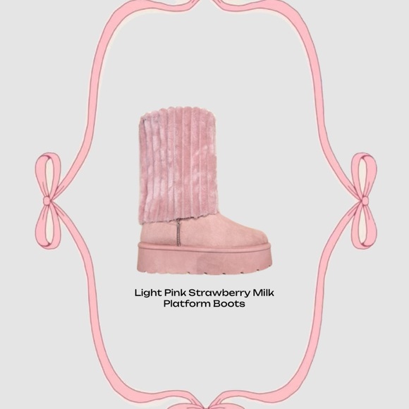 Light Pink Fur Boots - Picture 1 of 3